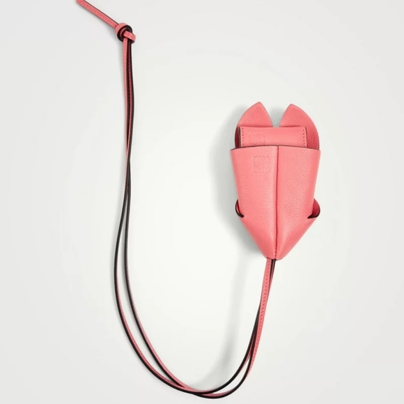NWT LOEWE Bunny Leather Necklace Keychain Card Holder case Key ring charm strap - Picture 2 of 6